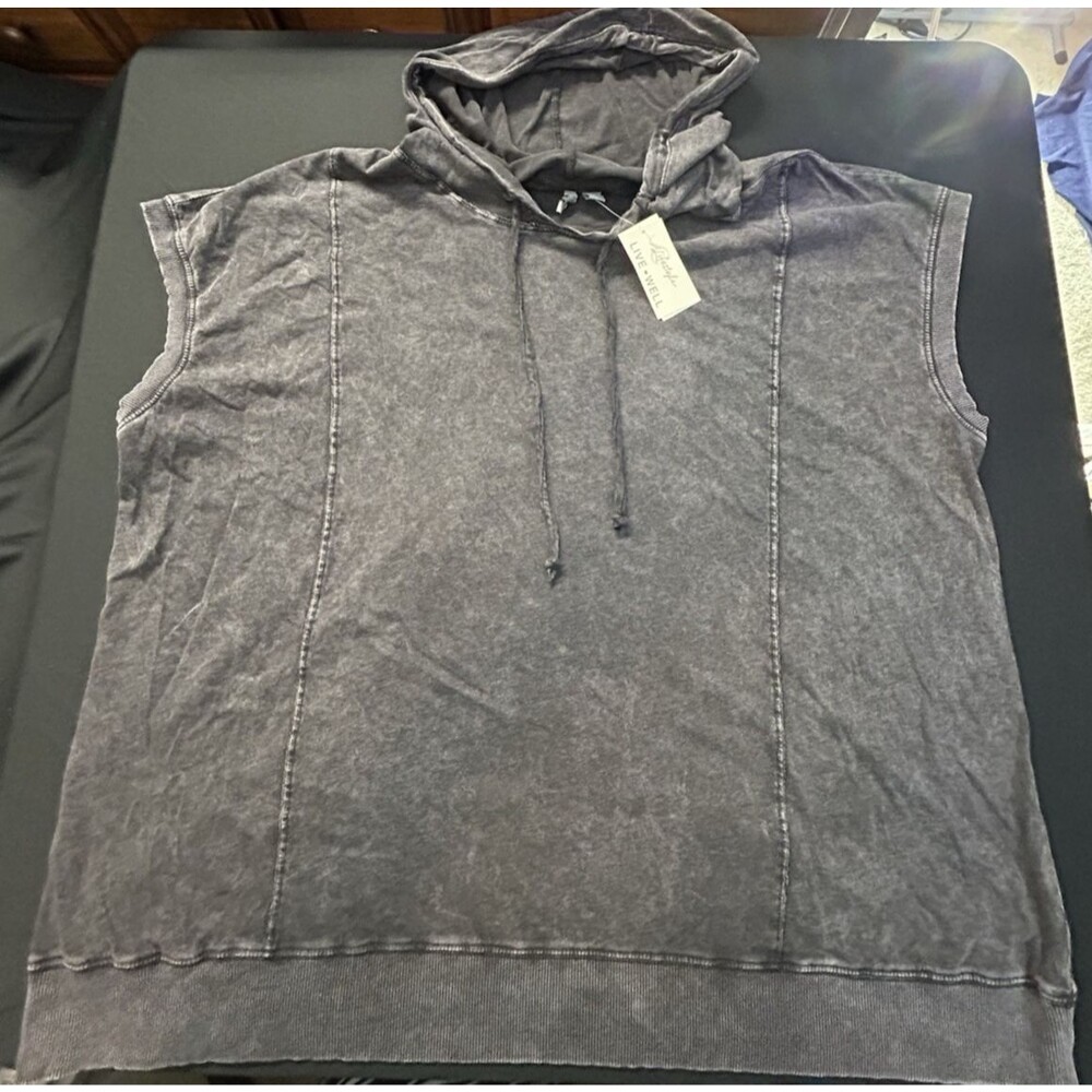 NWT Cato Live Well Lifestyle Vest Hoodie Womens Plus Size 26/28 Black Washed Sof